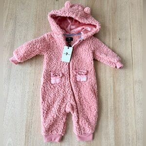 NWT Baby Girl 7 For All Mankind One Piece Fleece Bunting